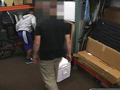 Chunky black guy gets taken from both ends by white cock