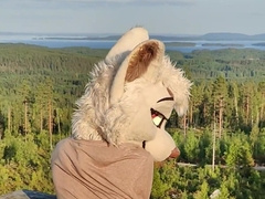 Fur covered Twunk marking territory with jism