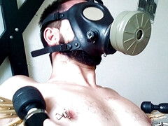 With gas mask