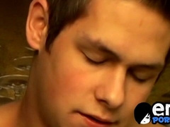 Hairy cock teenager Cristian sprays warm and sticky cum solo