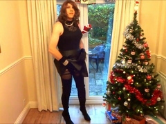 Christmas Wanking in Thigh-High Boots