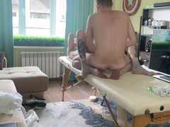 Fit twink gets drilled by hung masseur in steamy massage session