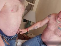 Hairy men receive blowjobs and engage in anal play