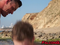 Hardcore anal fucking on the beach with handsome gays