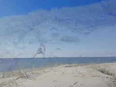 playing &peeing on the beach