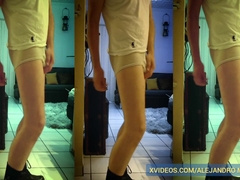 Hot homemade video of a Calzoncillos exhibitionist getting a massage in white boxer cut-offs