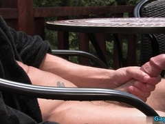 Watch this muscular dude give a wild oral pleasure to a hot chick and shoot his load