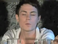 Straight hot teens 18+ suck big cock on the black sofa