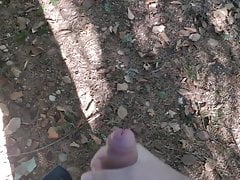 Jerk and cum in forest