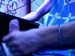 Masturbating on a chair, closed in the room