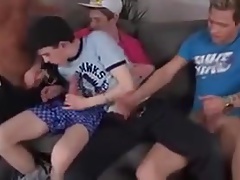 Boy receives three dick in the ass