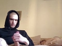 skinhead hoodie twink has perfect balls and shoots his load