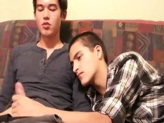 Hispanic Twink And Oriental Twink Blow Job-stimulation And Sperm Drinking