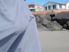 Hairy Bear Jerks Off on a Public Beach - Big Cum Shot 2