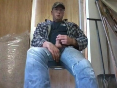 Bearded Daddy Strokes at Work