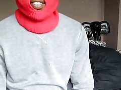 Wearing a Red Ski Mask I Jerk My Big Thick Black Cock While Degrading You Denying You Cum