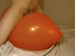 Big inflatable orange balloon humping cum 4