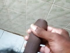 Masturbation of big cock and cum out in ass and pussy