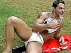 naughty latin jock milks on football field solo