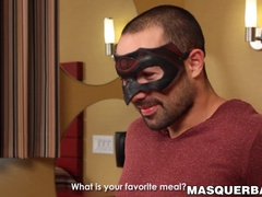 Bearded Alexandre dances on a pole before stroking his big dick