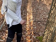 German boy self facial cum piss in public forest woods naked outdoor jerk off small dick big cock muscle straight guy