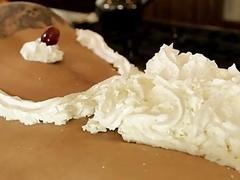 The food fetish before gay group sex is a new experience for Scott Demarco