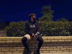 Fellow in pantyhose wank in the park, porked by a passing runner (Part 1)