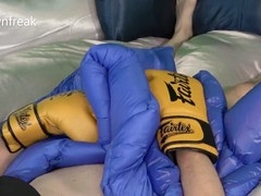 Satin boxing ring stud puts on a show with some solo action