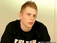 Young UK twink wanking his big cock