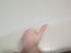 Sniveling fellow finishes off on himself while solo