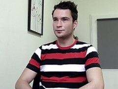 Lanky heterosexual jerking off furiously