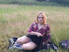 Slutty femboy playing with toys in the great outdoors