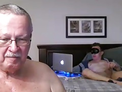 grandpa and younger on webcam