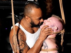 Skinny bloke gets ass drilled and edges in a loud bondage play