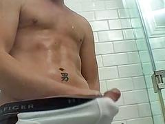 Masturbating in the shower while wearing undies