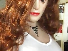 Tight white tshirt Crossdress female mask