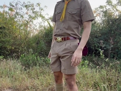 Kinky Guy Scout jizz in public.