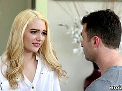 Deceitful ash-blonde beauty caught cheating on her girlfriend