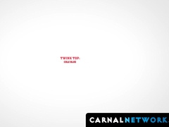 Hot twink Cole Blue having a bareback workout with bear coach