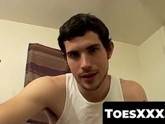 ToesXXX.com - Hunter's foot tease and almost nude cock show