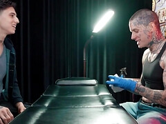 Visiting the tattoo artist for new ink and oral sex too
