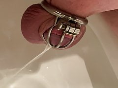 Pissing in chastity