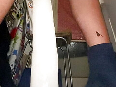 Sissy femboy anal dildo night riding