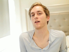 Pulling his gams back Skyler opens up his crevasse broad