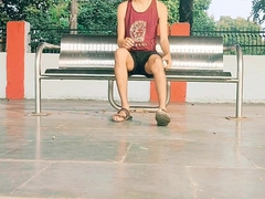 Teenager desi Muslim mary dude masterbating at railway station