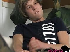 Emo gay twink mounted on a hard dick after blowjobs