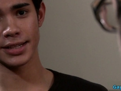 Ginormous shaft fag oral job romp with cum shot