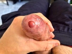 Hairy uncut guy enjoying himself with his foreskin