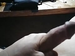 Solo masturbation thick white cock, jerking off on couch at night