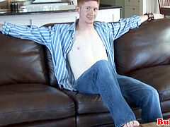 Gay stroking, getting off, ginger